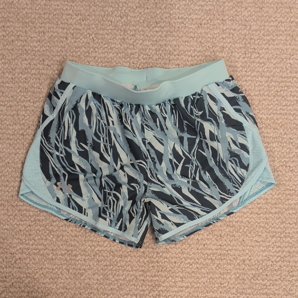 Under Armour Women's Mint and Navy Abstract Print Athletic Shorts
